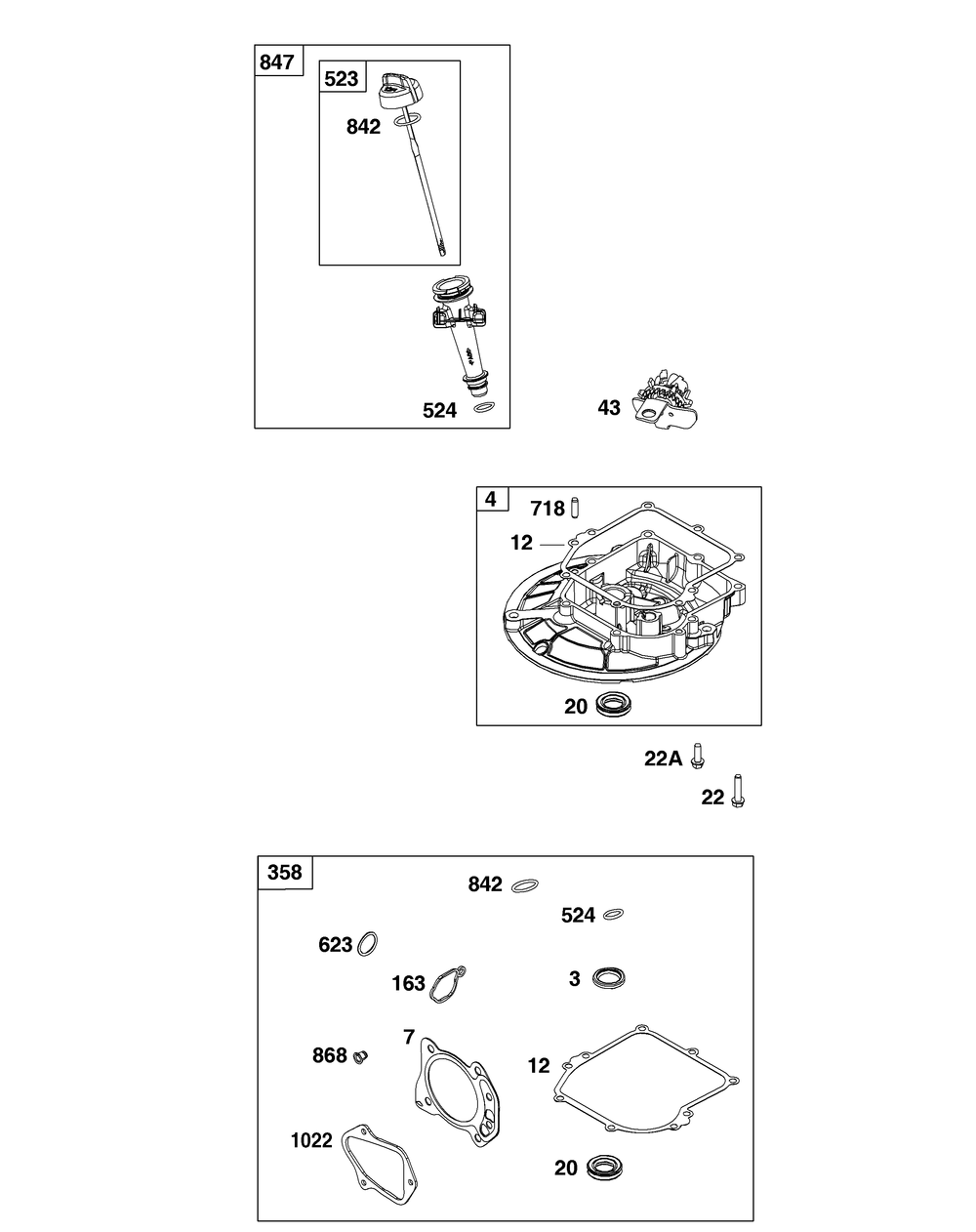 Crankcase Cover/Sump And Lubrication Group Diagram and Parts List for 104M02-0031-H5 100000 - 19Z999 Briggs and Stratton Engine